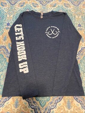 “Let's Hook Up” Navy Long-Sleeve Graphic Tee